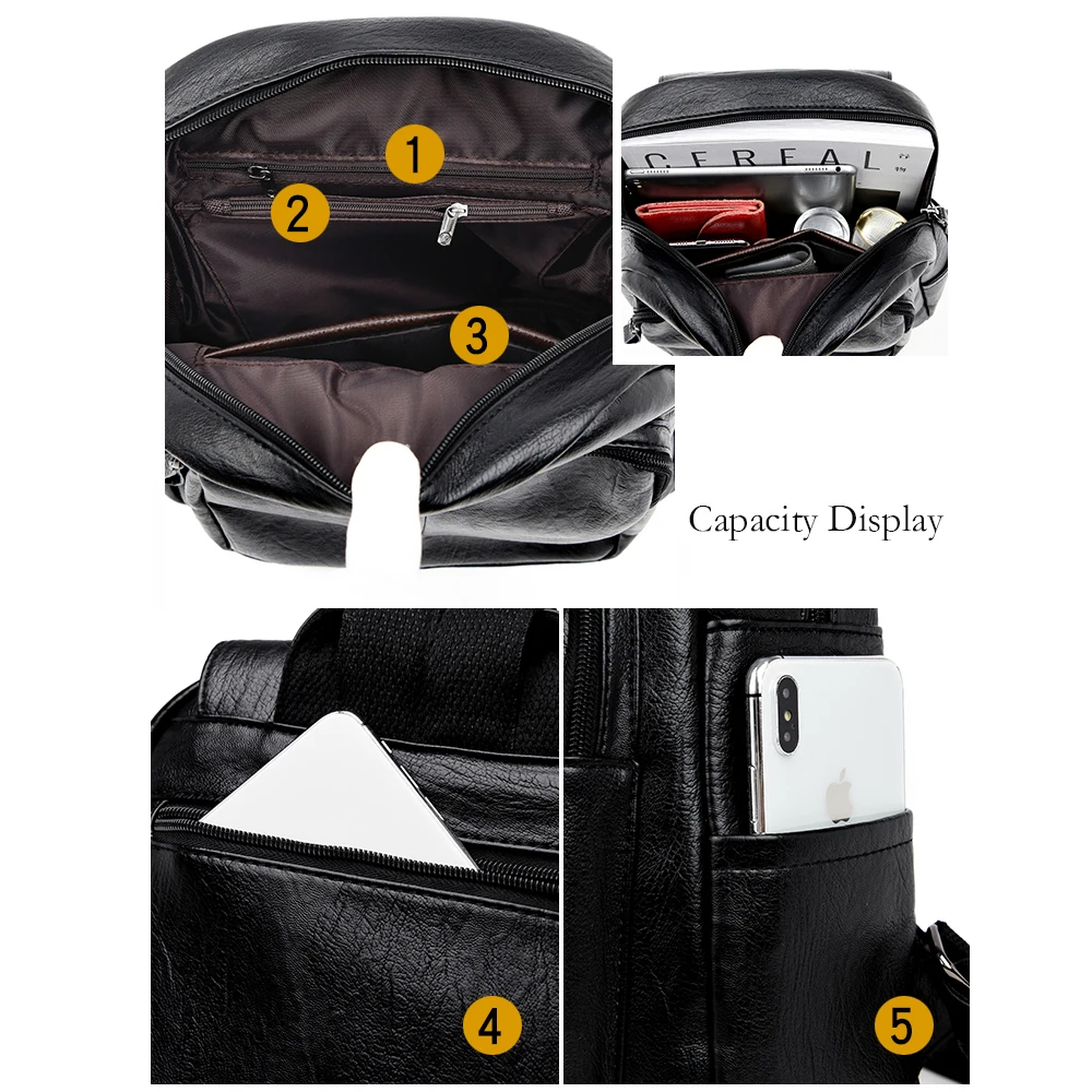 

Women Backpacks Designer High Quality Soft Leather Fashion Back Bag Brand Female Travel Bags Mochilas Mujer 2020 Backbags