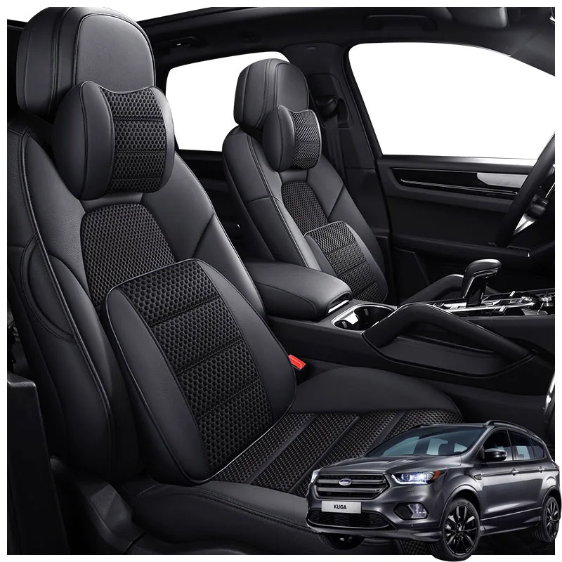 

Кожаные чехлы для автомобильных сидений на заказ, товары для Ford Kuga 2015 2016 2017 2018 2019, аксессуары для интерьера