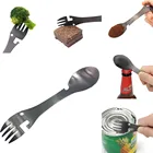Многофункциональная походная посуда, ложка, вилка, открывалка для бутылок, нож для кемпинга, пикника, Титановая Ложка, инструмент из нержавеющей стали