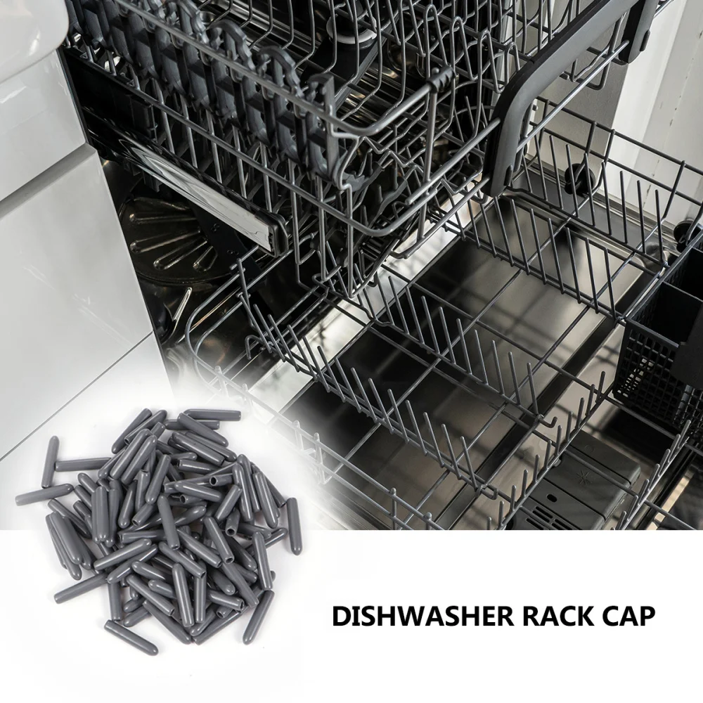 

200PCS Dishwasher Rack Caps Tip Tine Cover Cap Flexible Round End Caps (Grey)