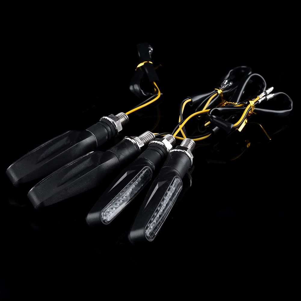 

12V DC 4 pcs Universal Black Motorcycle 12 LED Turn Signal Indicators Blinker Amber Light for Honda Yamaha Suzuki Kawasaki