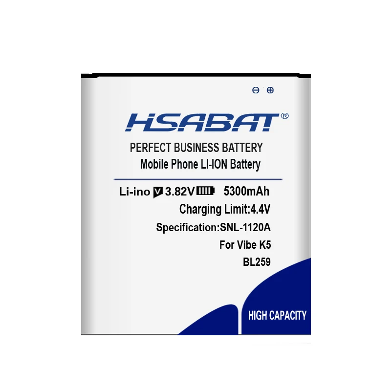 Аккумулятор HSABAT BL259 5300 мА · ч для Lenovo vibe k5 plus K32C30 K32C36 Lemon 3 3S Vibe K5 A6020a40 A6020 A40 A 6020a40