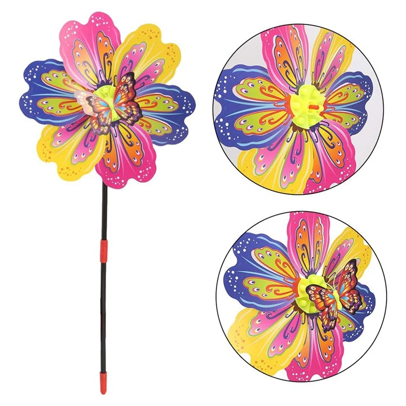

3D Butterfly Flower Windmill Multicolor Butterfly Flower Windmill Colourful Wind Spinner Garden Yard Decoration Kids Toy