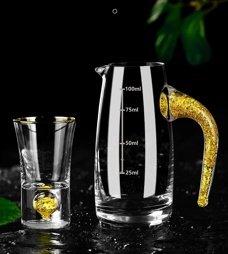 Лучшее качество 24K из золотой фольги Кристальный Саке спиртные напитки рюмка es глубина бомба коктейль миниатюрный винный бокал Sheezer крепкий напиток чашка