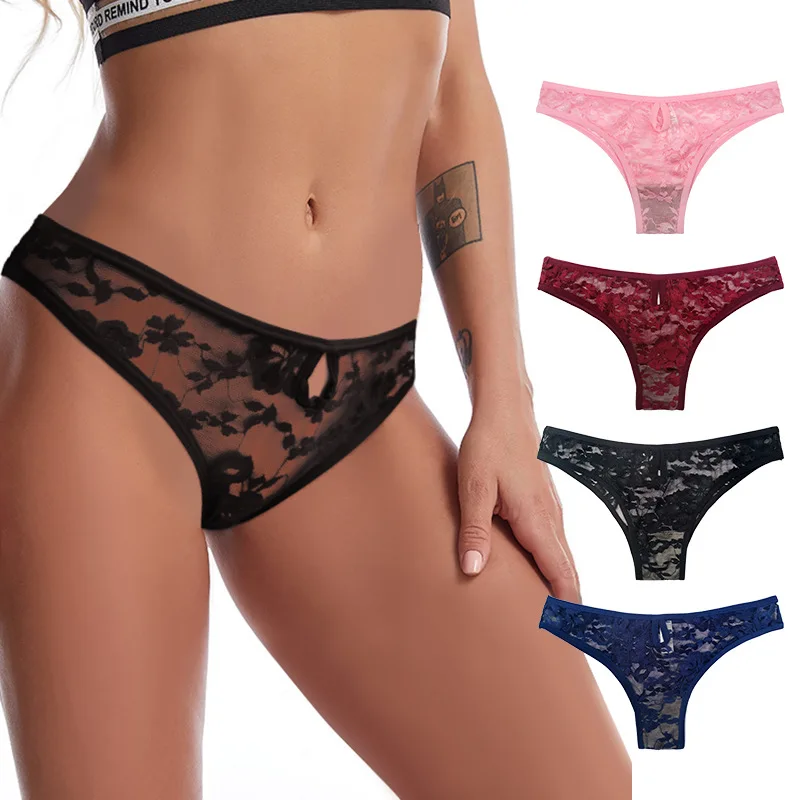 Sexy Lace Ladies Thongs Low Waist Charming Skin-friendly Ladies Panties G-String Solid Cotton Briefs Seamless Panties for Women