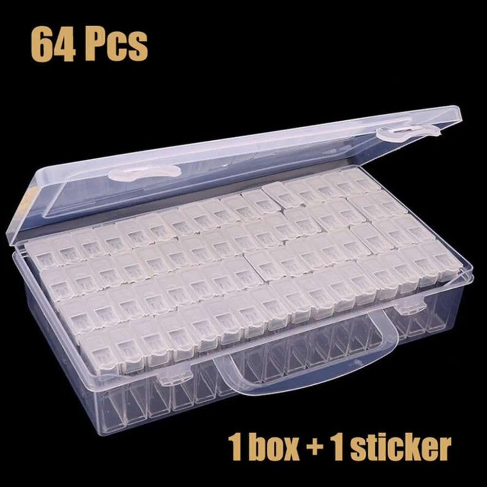 

64pcs Diamond Painting Tools Accessories Beads Container Rhinestone Diamond Embroidery Stone Storage Convenience Box