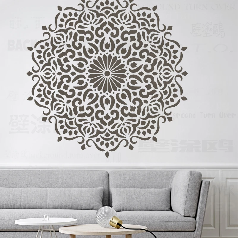 

100cm - 140cm Stencils For Walls Large Furniture Flooring Templates Reusable Giant Mandala Indian Arabic Ethnic Round S054