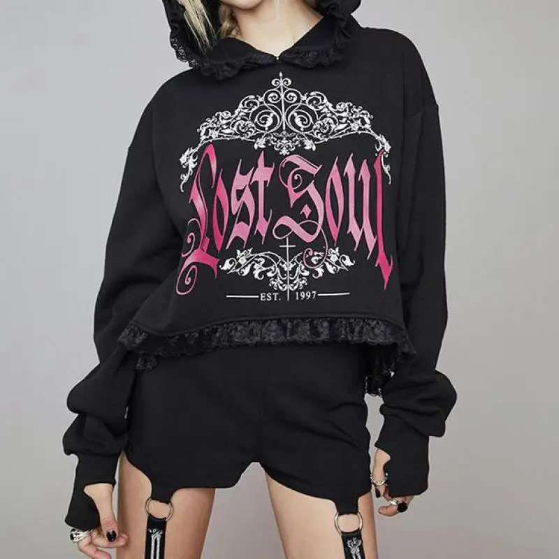 

Женская винтажная толстовка с капюшоном, с длинным рукавом