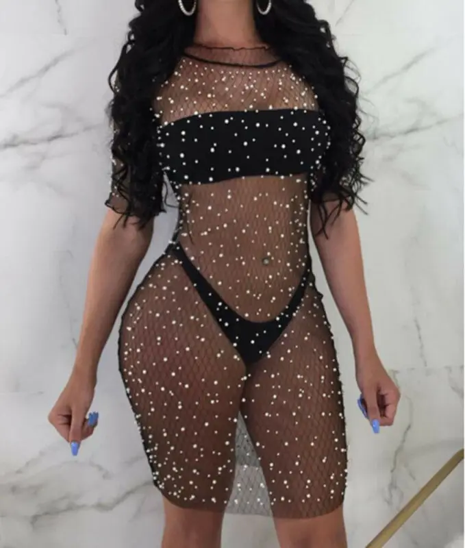 Женский прозрачный летний купальник пляжное платье накидка вечерние бандажные