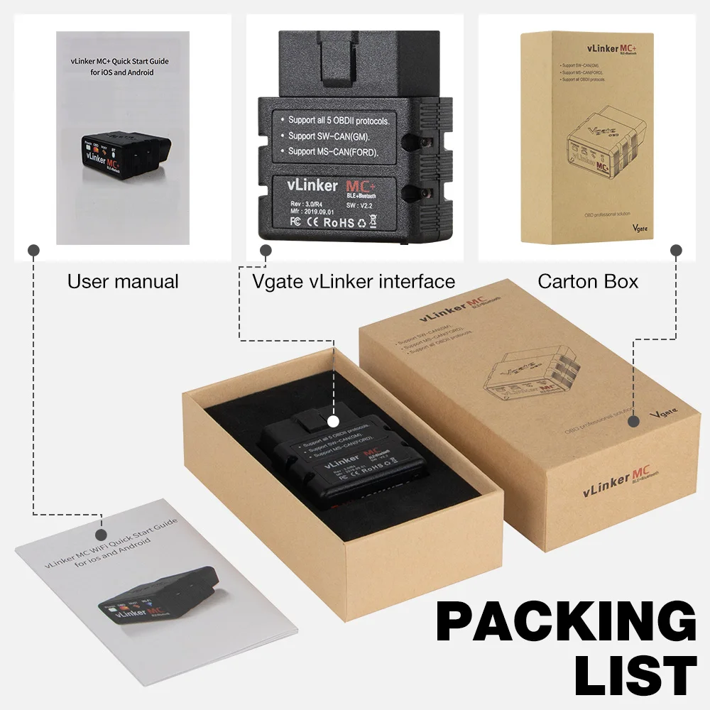 Vgate vLinker MC + ELM327 Bluetooth-совместимый 4 0 OBD 2 OBD2 сканер WIFI для BimmerCode FORScan Android/IOS PK OBDLINK |