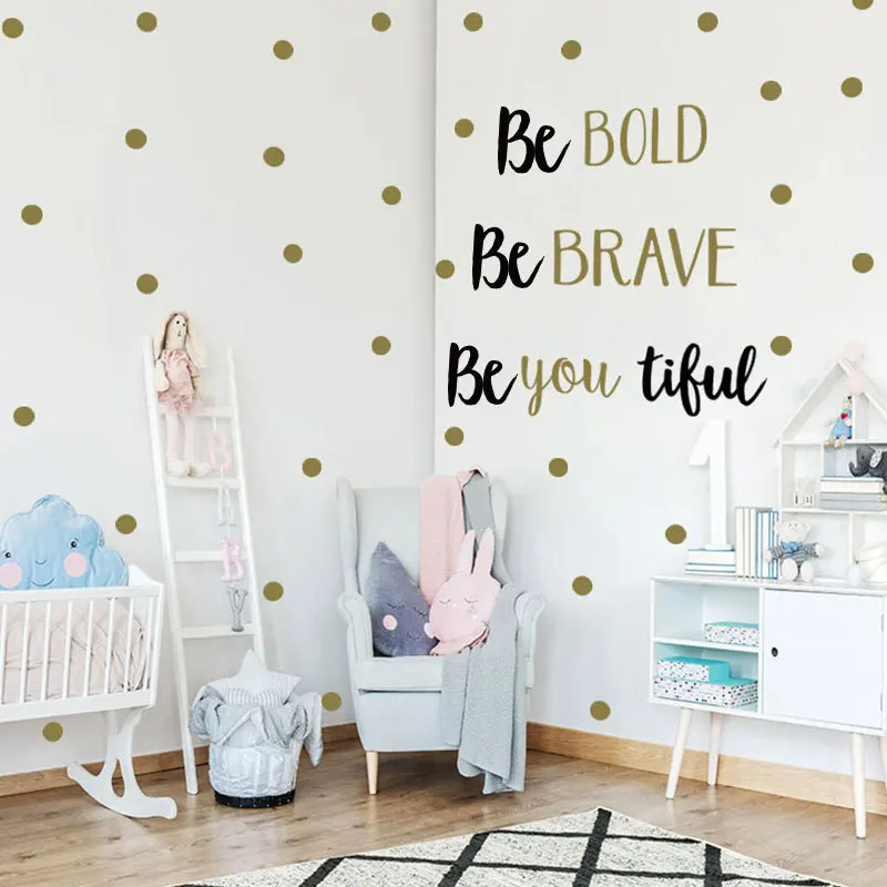 Be Bold Brave Dots мотивация Цитата Виниловые наклейки на стену для офиса украшение