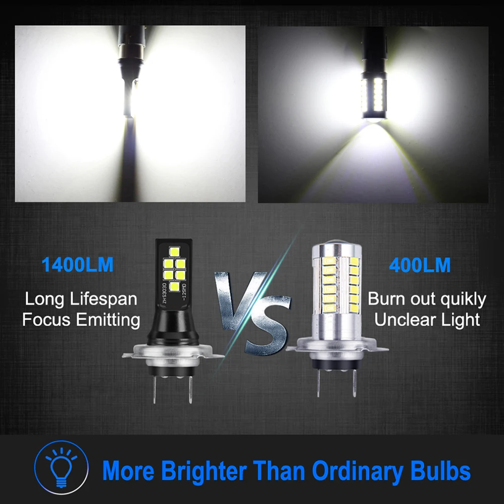 2PCS H7 LED Car Anti-fog Light Bulb 12W 6000K 1200LM Headlight Bulbs 12SMD 3030 | Автомобили и мотоциклы