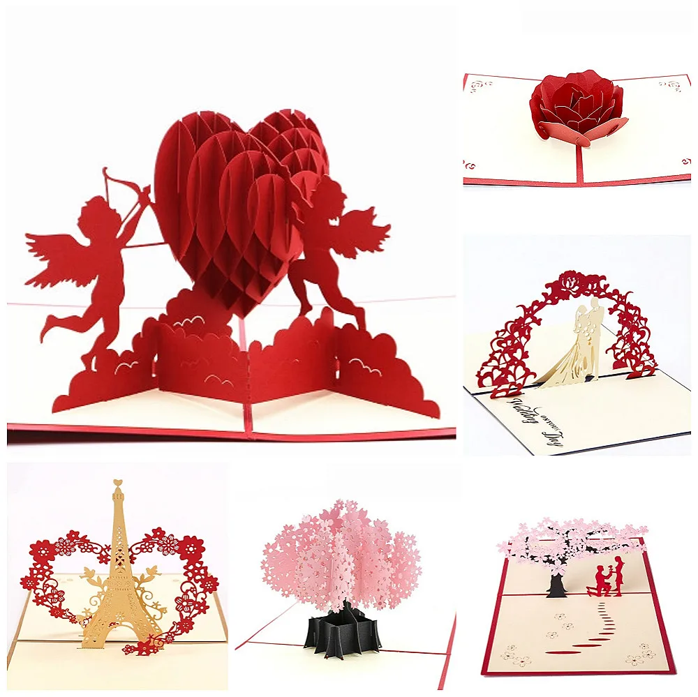 3D открытки с выдвижными цветами открытка на день рождения Подарок годовщину