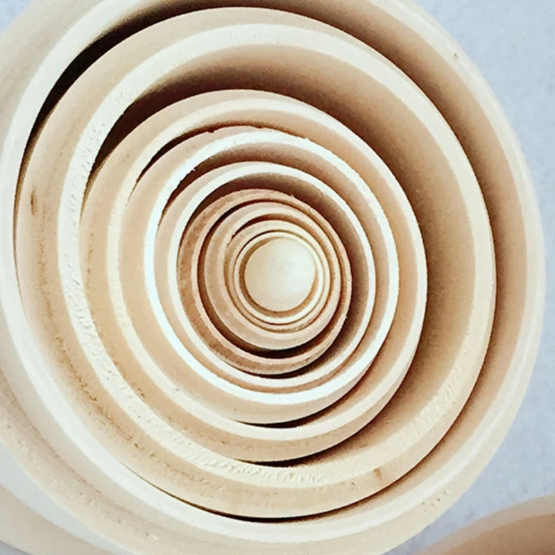 

C5AA 10pcs DIY Unpainted Blank Wooden Big Belly Shape Russian Nesting Dolls