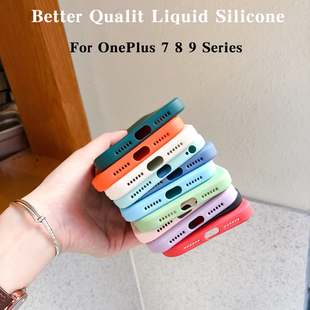 

Square Liquid Silicone Case For OnePlus 8T 7T 9R 7 8 9 Pro 7Pro 8Pro 9Pro Oneplus8t Oneplus9 Camera Protector Covers Cases coque