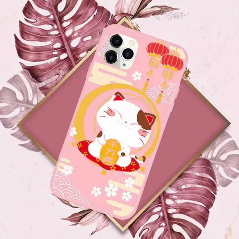 

Lucky Cat Phone Case Candy Color for iPhone 11 12 mini pro XS MAX 8 7 6 6S Plus X SE 2020 XR