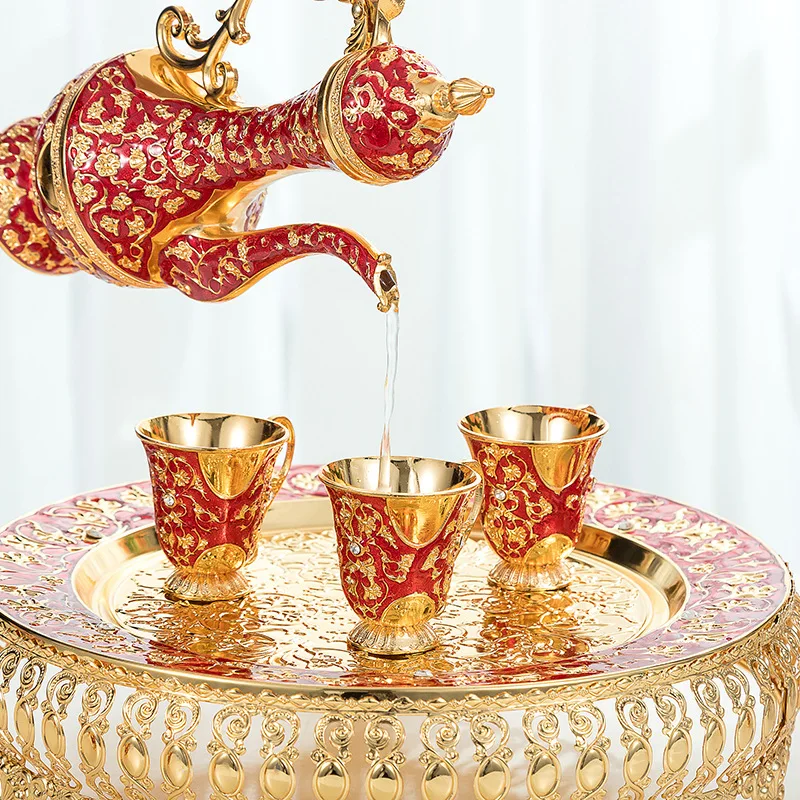 

High Grade Baijiu Set Antique Creative European Style Wine Pot European High Plate Wine Set Luxury Metal Wine Set Sake Set