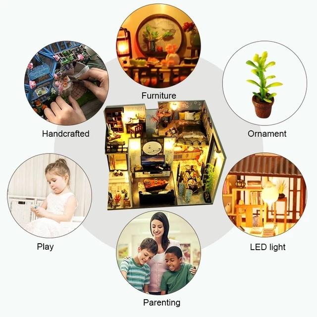 

DIY Wooden Dollhouse Chinese Architecture Doll Houses Miniature With Furniture Assemble Casa Puzzle Toys Kids Christmas Gift
