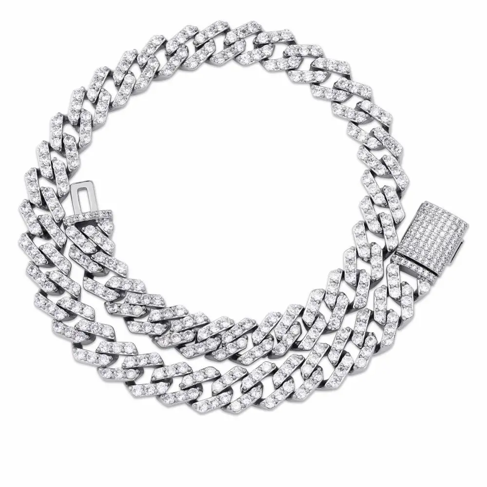 Silver TOPGRILLZ 16 дюймов-30 дюймов замок застежка 12 мм тяжелые Iced Out кубинские цепи ожерелье кубическое цирконовое колечко для мужчин хип хоп ювелирные изделия - Окраска металла: Silver