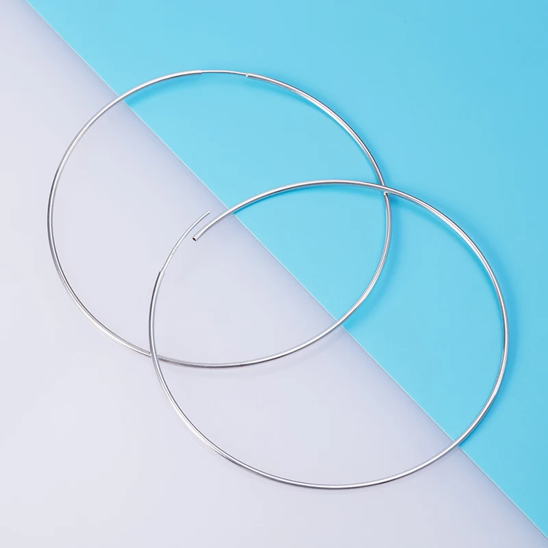 

Hoop Earrings 925 Sterling Silver Big Round Circle Smooth Huggie Earring for Women Simple Party Loop Ear Jewelry Gift 25mm- 70mm