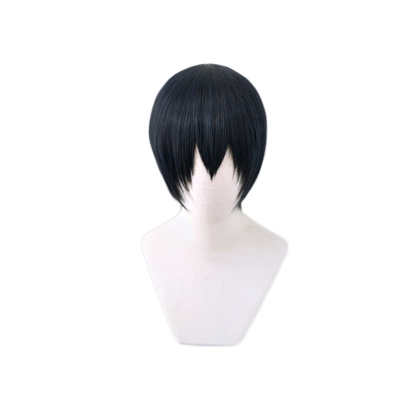 

¡Haikyuu! Kageyama Tobio-peluca corta de pelo sintético resistente al calor, peluca Haikiyu Karasuno, color negro y azul
