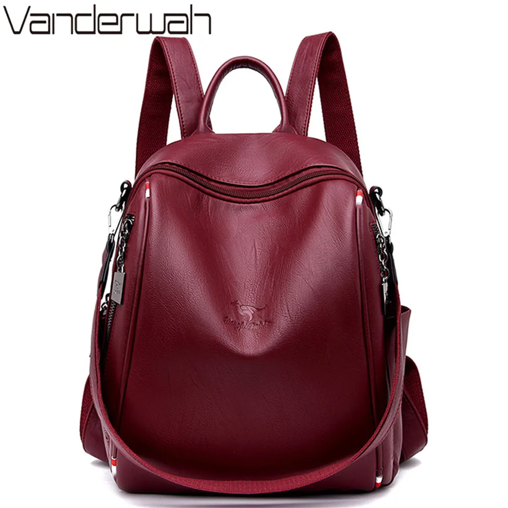 Классический молодежный кожаный рюкзак для женщин школьный ранец