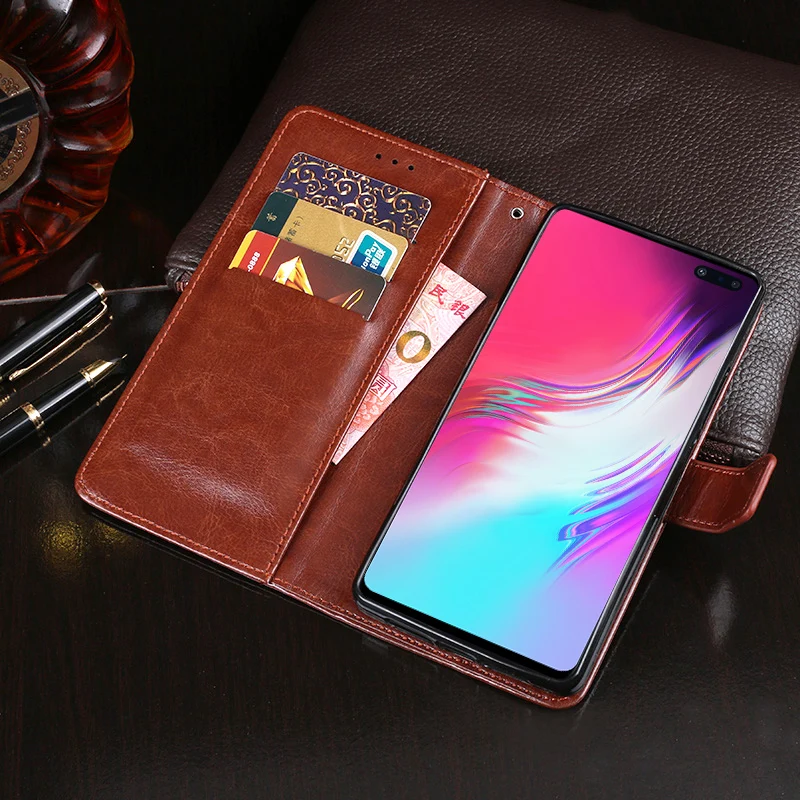 Чехол книжка для Samsung Galaxy S10 кожаный чехол телефона в деловом стиле