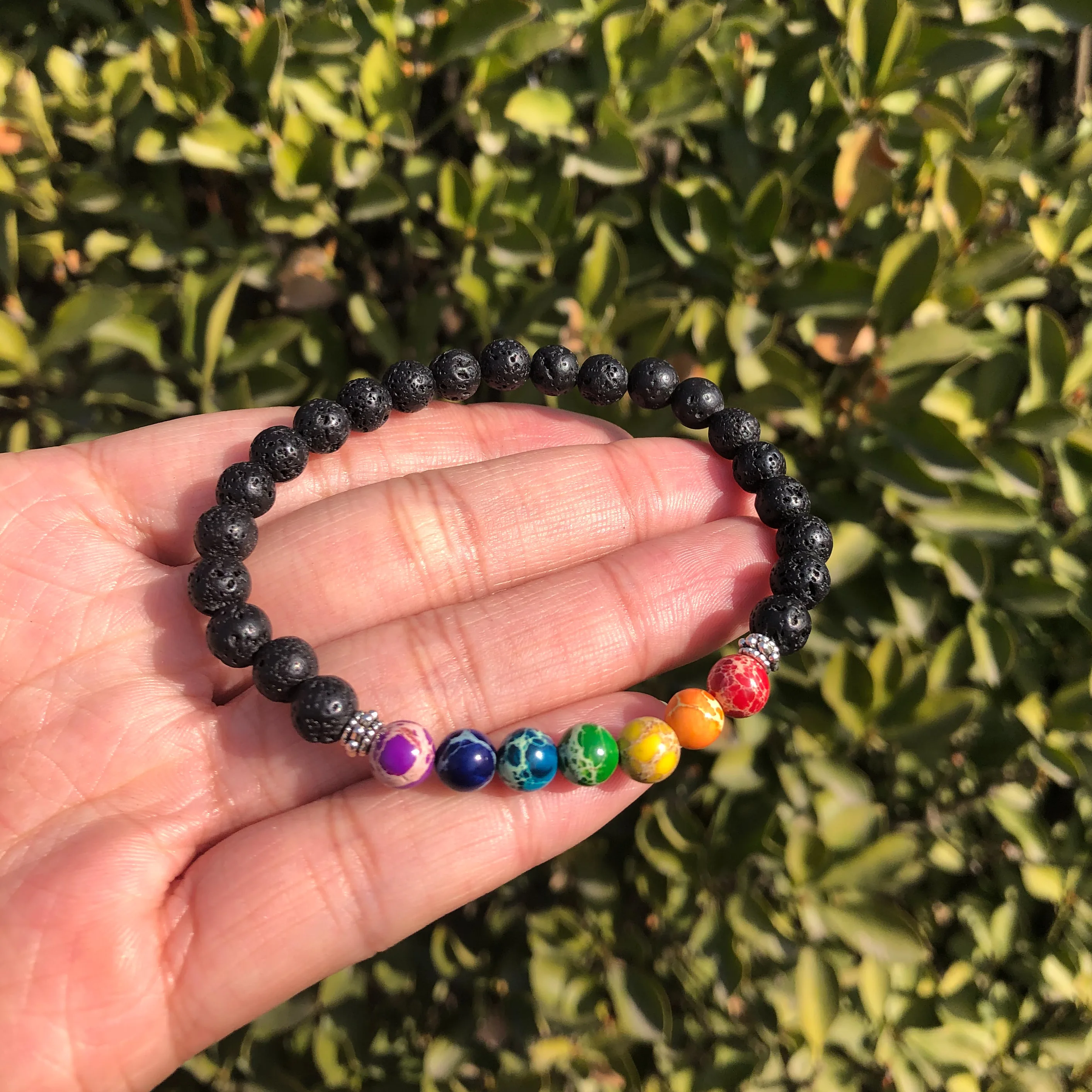 Натуральный 6 мм лавовый камень императорская яшма 7 Чакра браслет круглые бусины