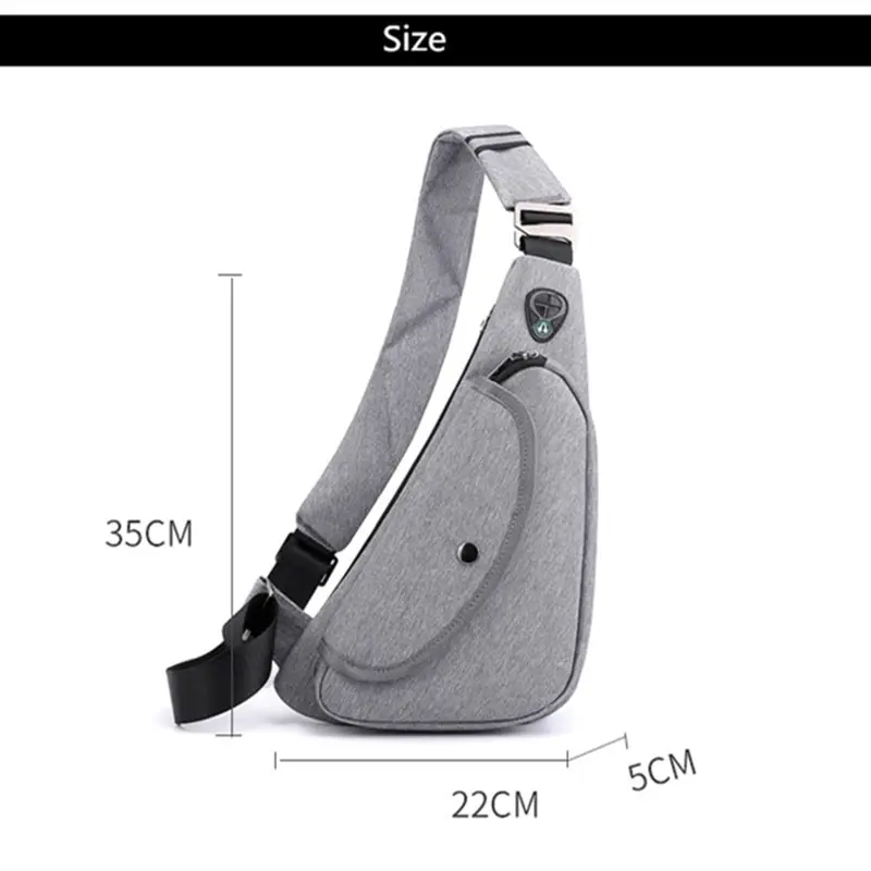 

Dropshipping Small Anti Theft Chest Bag Fashion Crossbody Bags For Men Mini Travel Sport Bag With Earphone Gray Sling Waist Bag