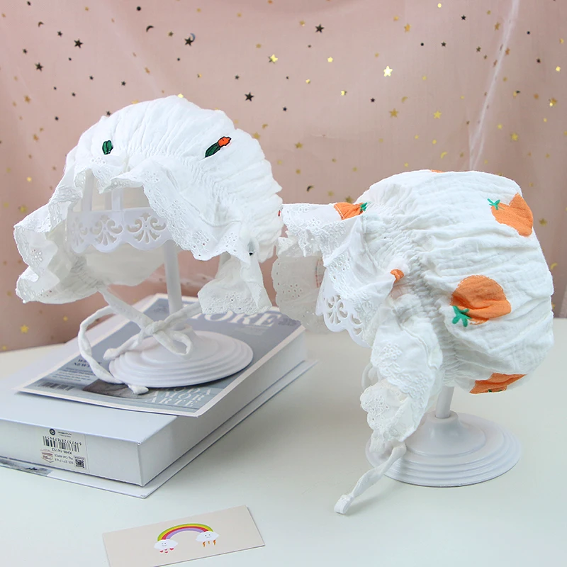 Мягкая хлопковая детская шапка с принтом клубники от солнца для новорожденных