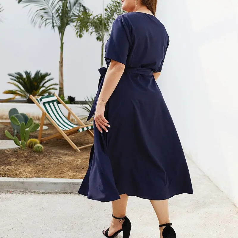 Женское платье большого размера 3xl 4xl длинное vestidos vestido с v образным вырезом