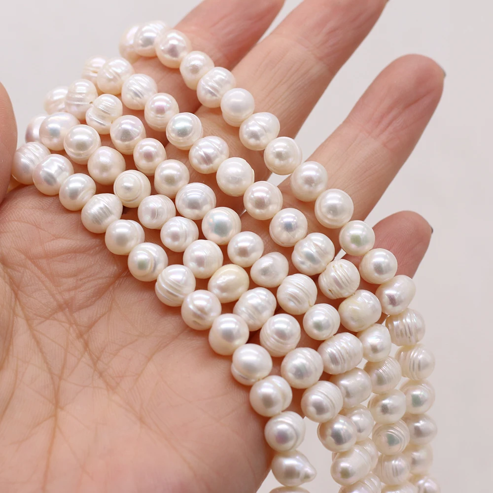 

100%Natural Freshwater Pearl Beads Near Round White Loose Pearls Bead For DIY Charm Bracelet Necklace Jewelry Accessories Making