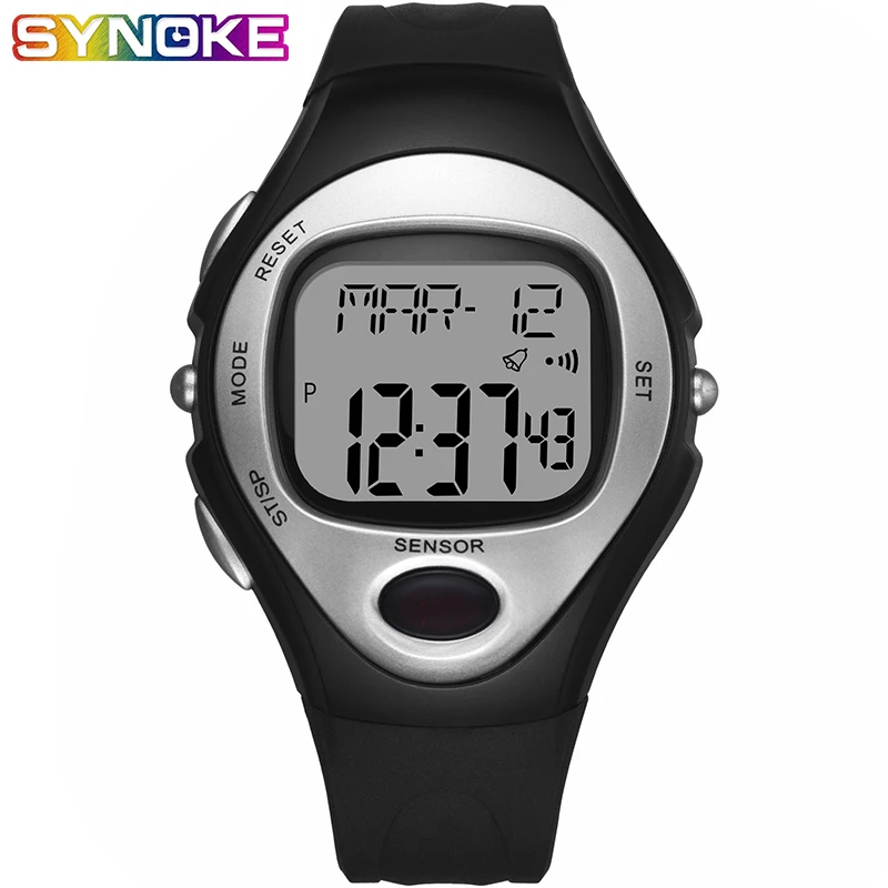 SYNOKE мужские цифровые часы фитнес Спорт Пульс наручные водонепроницаемые синие