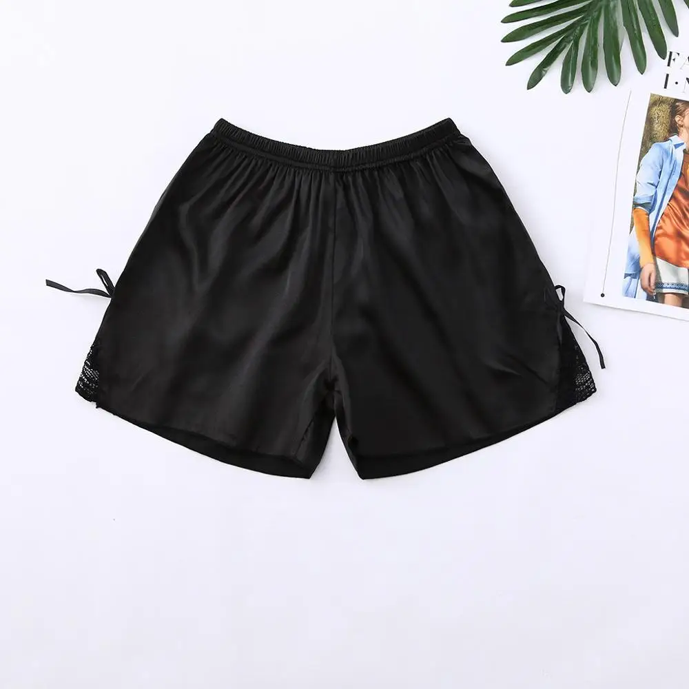 Женские кружевные шорты для сна повседневные однотонные пижамные штаны с