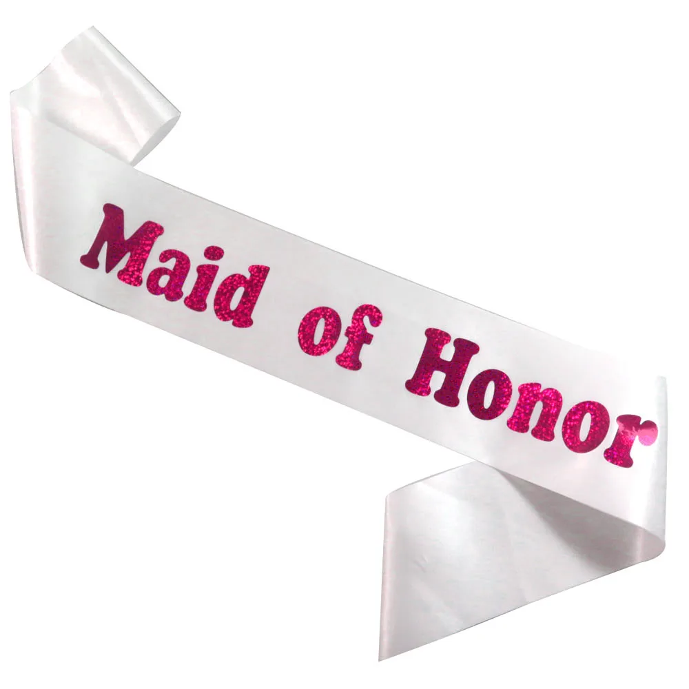 6 шт. свадебные ленты блестящая Подружка невесты Девичья девица вечерние белые