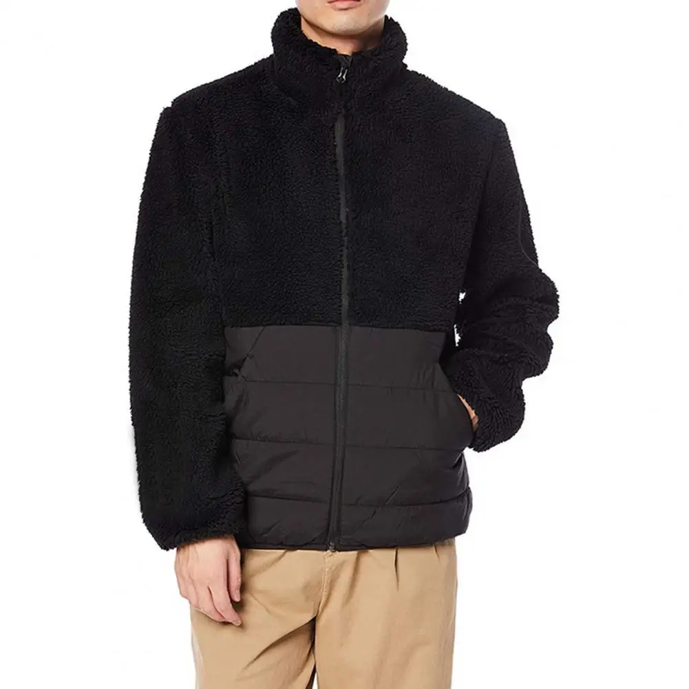 

Men Down Coat Fuzzy Padded Stand Collar Thicken Winter Jacket for Outdoor