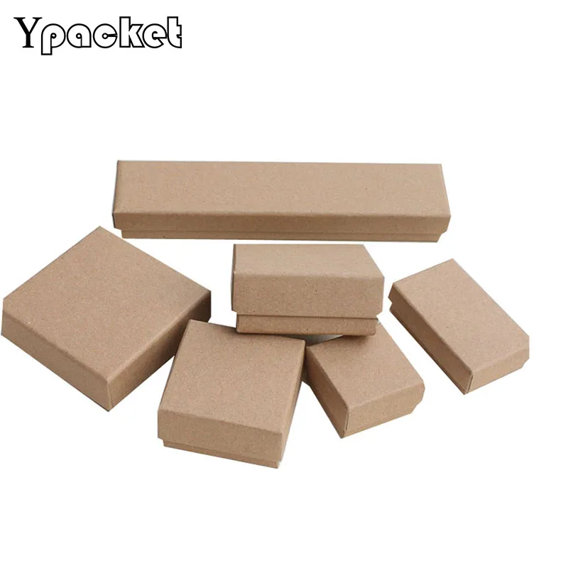 Free Shipping Wholesale Brown Kraft Paper 5*5*3cm Box Jewelry Ring Earring Packaging Boxes Jewellery 100pcs Ring Packing Box