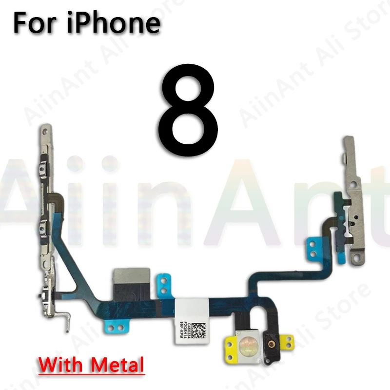Гибкий кабель для отключения звука и громкости для iPhone 5S, 5c, SE, 5, 6, 6s, 7, 8 Plus, запасные части из металла - Цвет: For iPhone 8