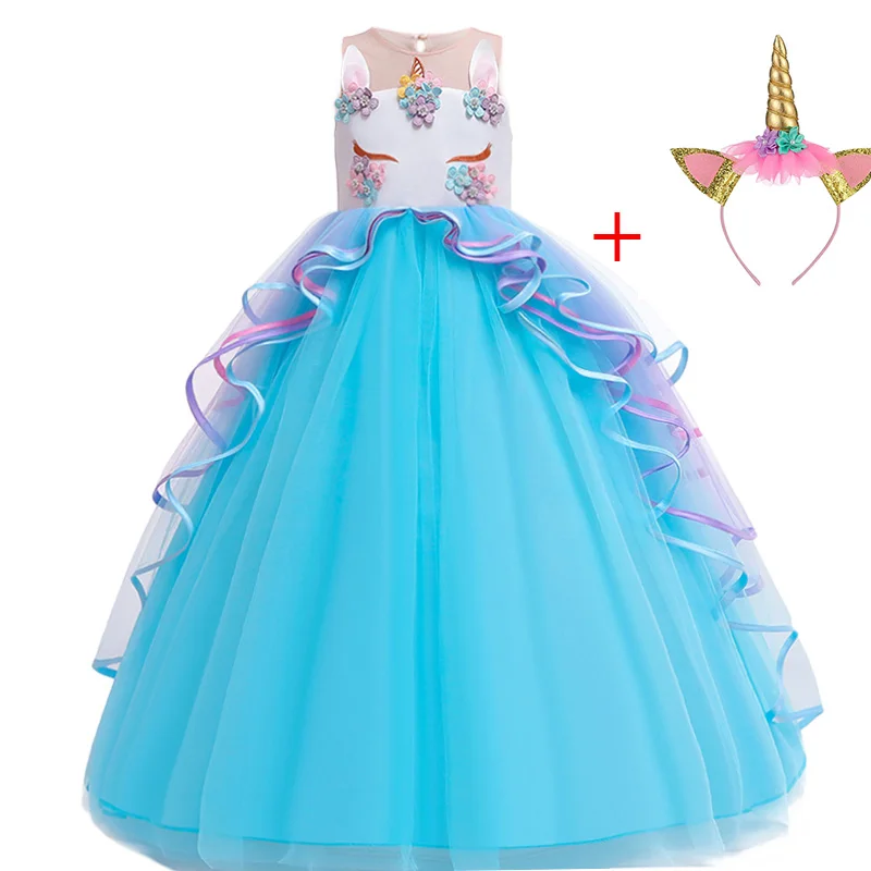 Фото Unicorn Party Kids Dresses For Girls Long Princess Dress Children Carnival Costume Flower Wedding Dress4 6 8 10 12 14 Year Детская Unicorn Party Kids Dresses For Girls Long Princess Dress Children Carnival Costume Flower Wedding Dress4 6 8 10 12 14 Year Детская