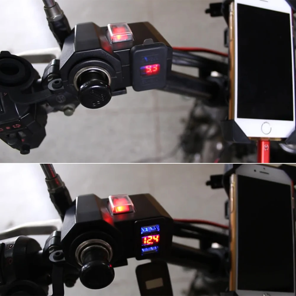 Водонепроницаемое зарядное устройство на руль мотоцикла 12 В двойной USB адаптер