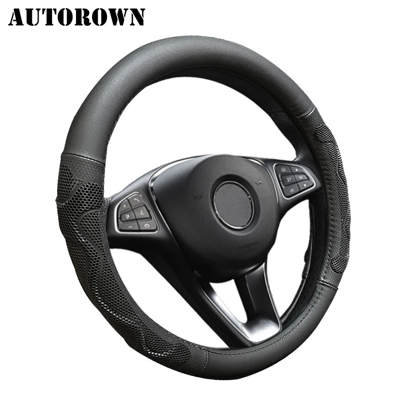 AUTOROWN Оплетка на руль из натуральной кожи 38 см Универсальный размер подходит для