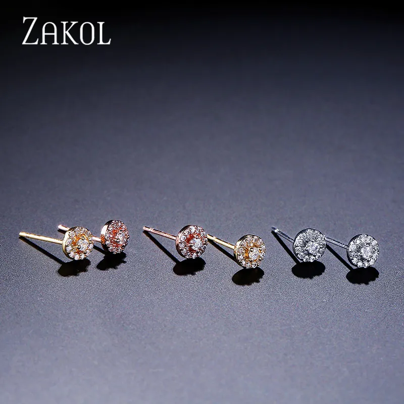 Женские серьги-гвоздики из дивного циркония в стиле панк от ZAKOL, модные ювелирные изделия, серьги-манжеты FSEP2027