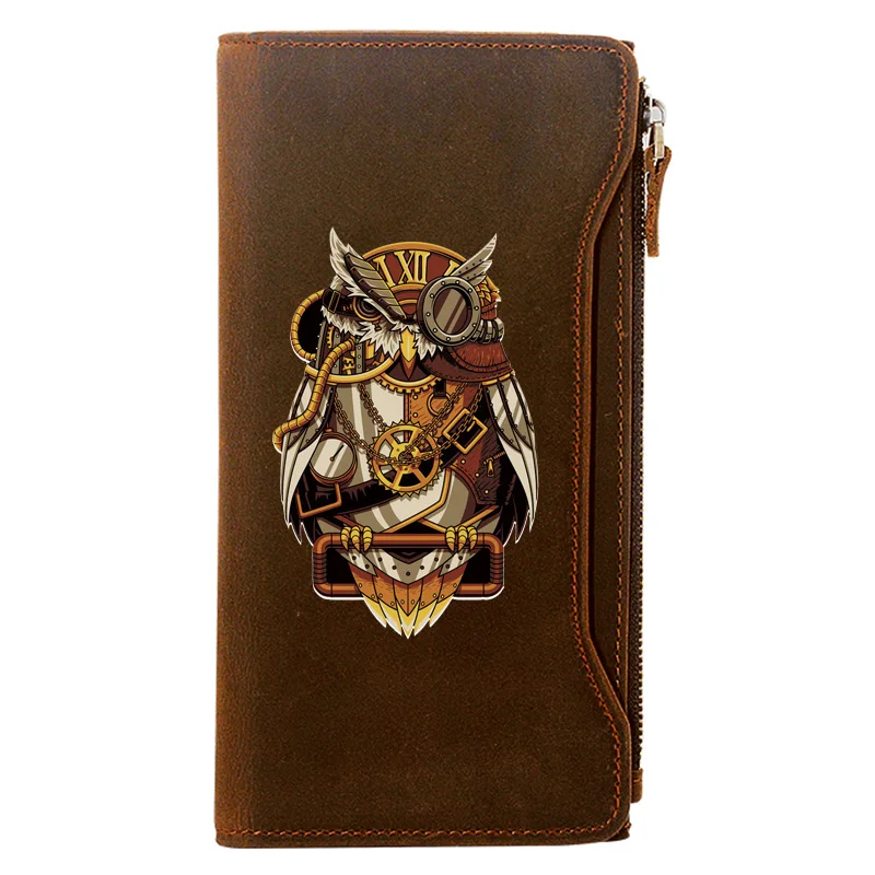 

Classic Vintage Steampunk Owl Design Genuine Leather Wallet