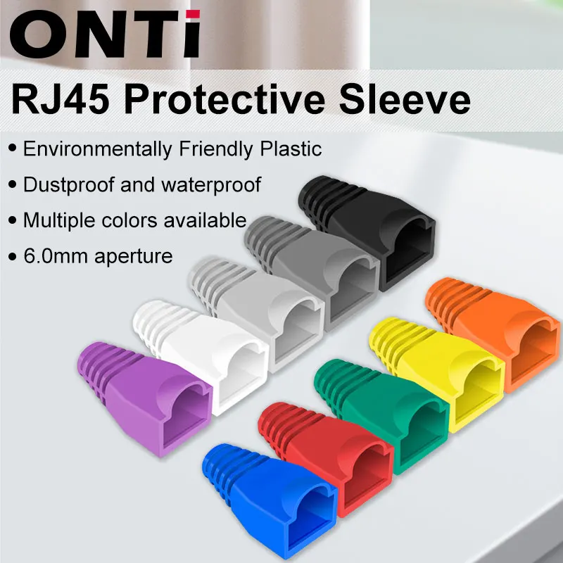 

ONTi RJ-45 CAT6 CAT5e Adapter Cap Ethernet Network Cable Connector Plugs RJ45 Caps Cat 5 CAT6 Protective Sleeve Multicolour