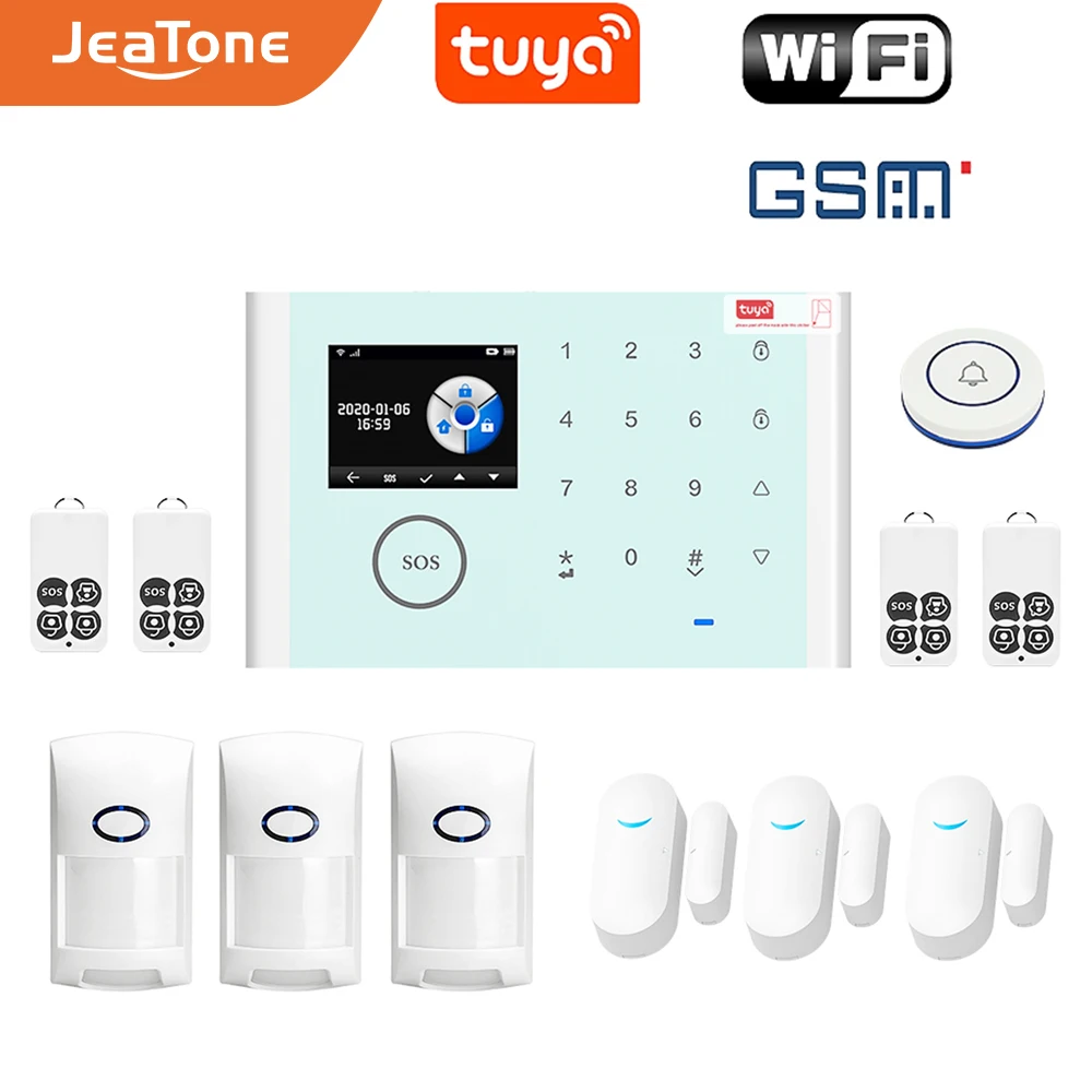 

Охранная сигнализация Jeatone Tuya с поддержкой Wi-Fi, GSM и сенсорным экраном