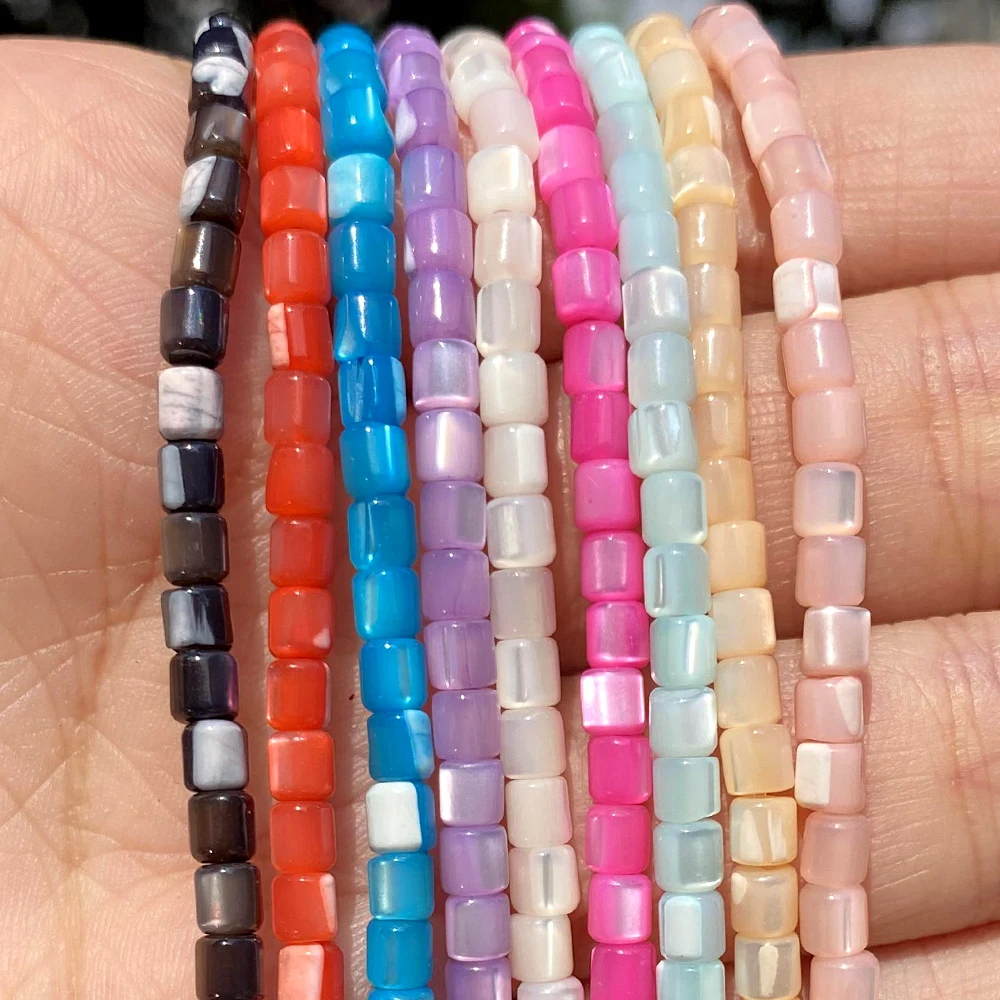 Natural Colourful Cylindrical Shell Mother Of Pearl Loose Spacer Beads For Jewelry Making DIY Bracelet Necklace Handmade