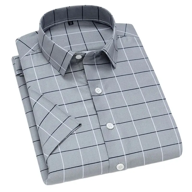 Мужские рубашки с коротким рукавом Умные повседневные деловые мужские клетчатые