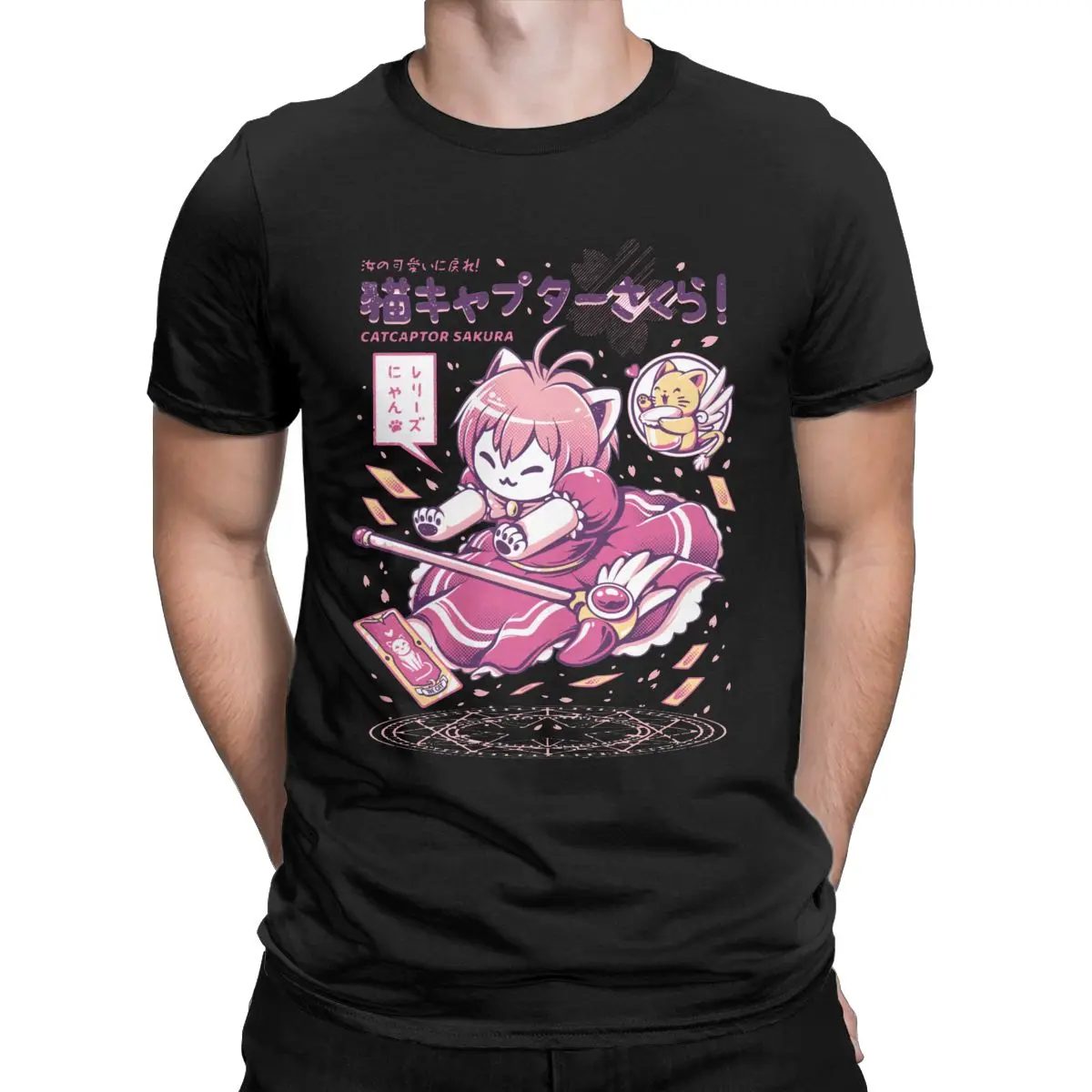 

Fashion Cardcaptor Sakura T-Shirt Men Women's Crew Neck Pure Cotton T Shirt Anime Short Sleeve Tee Shirt Graphic Clothes