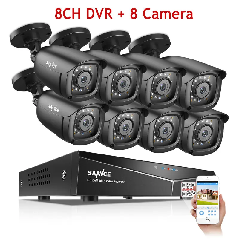 Black SANNCE 8CH DVR 1080P CCTV System Video Recorder 4/8 PCS 2MP Home Security Waterproof Night Vision Camera Surveillance Kits - Цвет: Black