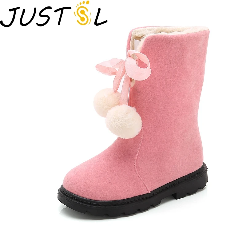 Осенне зимние детские Нескользящие хлопковые ботинки Милые теплые розовые